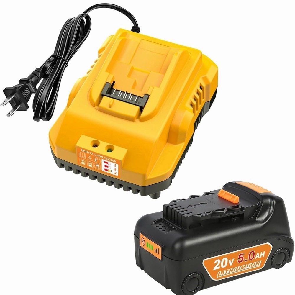 20v Max Battery Replacement for Dewalt Battery 5.0Ah & DCB112 Battery Charger